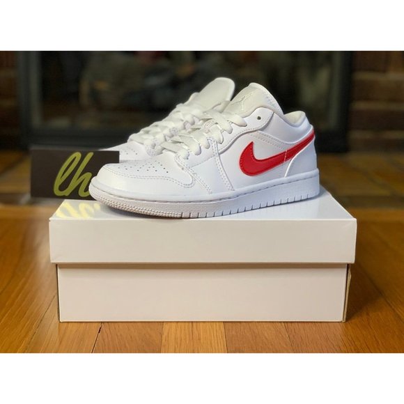 Size 5.5 w Air Jordan 1 Low "White University Red" - Picture 2 of 5